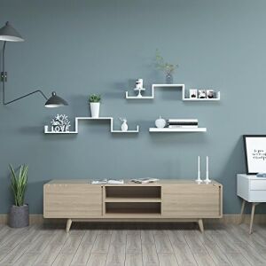 Duvar Rafları, 3'lü Set, U Şeklinde Yüzer Raflar, Çok Parlak Yüzey, Yaratıcı Fikirler, Mdf'den Yapılmış Depolama Rafı, Beyaz LWS40WT