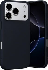 & Aksesuar iPhone 17 Pro ile Uyumlu Içi Kadife Dışı Mat Yapıya Sahip Koruma Sağlayan Lansman Silikon Kılıf (Siyah)