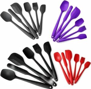 6 Parça Silikon Mutfak Gereçleri Seti, Isıya Dayanıklı Spatula, Fırça ve Kaşık Seti, Yapışmaz Tencere Dostu, Kırmızı, Siyah, Mor ve Koyu Füme Renk Seçenekleri (Koyu Füme)