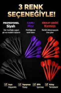 6 Parça Silikon Mutfak Gereçleri Seti, Isıya Dayanıklı Spatula, Fırça ve Kaşık Seti, Yapışmaz Tencere Dostu, Kırmızı, Siyah, Mor ve Koyu Füme Renk Seçenekleri (Koyu Füme)