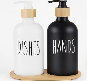 2'li Black-White Siyah Beyaz Sıvı Sabunluk 500-ML Alt Tepsili