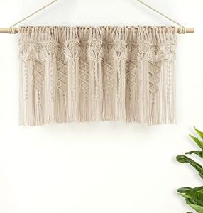 Lush Decor Boho Makrame Dokulu Pamuk Saçak/mutfak Perdesi/duvar Dekoru, 50,8 cm U x 127 cm G, Nötr