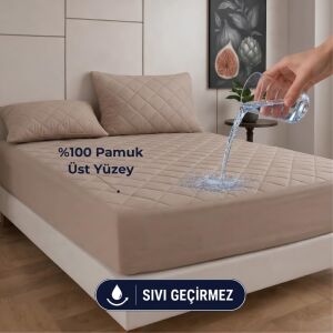Formeya Kahverengi Kapitone Sıvı Geçirmez Yatak Koruyucu Fitted Alez ÇARŞAF%100 Pamuk 160X200