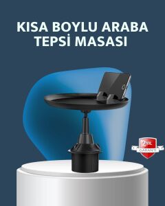 Araç Içi 360° Ayarlanabilir Bardaklık Tepsisi Geniş Yüzeyli ve Telefon Standlı