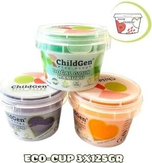 Doğal Oyun Hamuru - Eco Cup- 3'lü Ara Renkler (Mor - Yeşil - Turuncu) 3X125GR