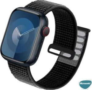 Apple Watch Series 8 45MM Için Kordon Hasırlı Woven Siyah