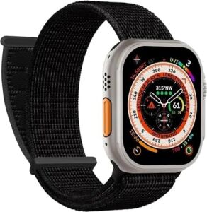 Apple Watch Series 8 45MM Için Kordon Hasırlı Woven Siyah