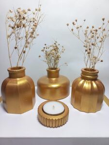Modern Minimal Vazo Set 3'lü, Ev & Ofis Hediyelik, Dekoratif Obje, Beyaz