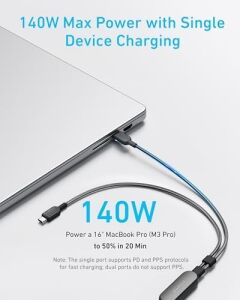 2-In-1 Usb-C To Usb-C 140 W Kablo A8895, Siyah