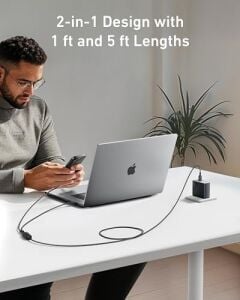 2-In-1 Usb-C To Usb-C 140 W Kablo A8895, Siyah