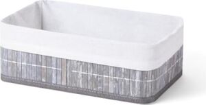 Bambu Çok Amaçlı Saklama Kutusu Düzenleyici Orta Boy Organizer, Dekoratif Bambu Düzenleyici Gri (29X19X10CM)