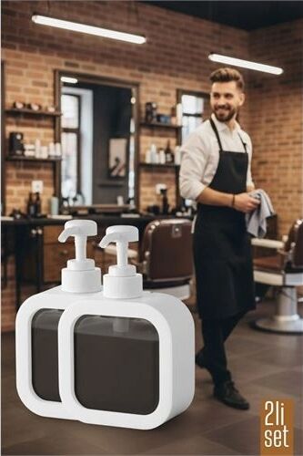 2 Li Berber Sabunluğu – Modern Pompalı Dispenser | Sıvı Sabun, Şampuan, Losyon Için 300 ml 722269