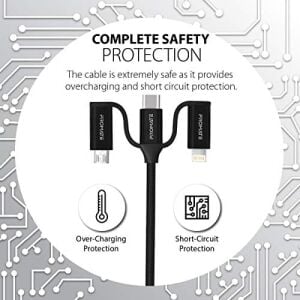 Promate Şarj Kablosu 6 Sı 1 Aradaçoklu Uçlu Universal Lightning USB Type-C Micro Usb/promate Pentapower.black