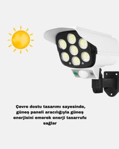 Güneş Enerjili Güvenlik Işığı Dış Mekan 5 Eksen Ayarlı ve Pır Hareket Sensörlü