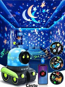 Çocuklar Için Eğitici ve Eğlenceli Robot Temalı Projektör Gece Lambası