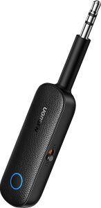 Bluetooth 5.0 Verici 3.5mm ve Dahili Mic Araç Mikrofon Bluetooth Adaptörü ile 2'si 1 Arada Alıcı Siyah