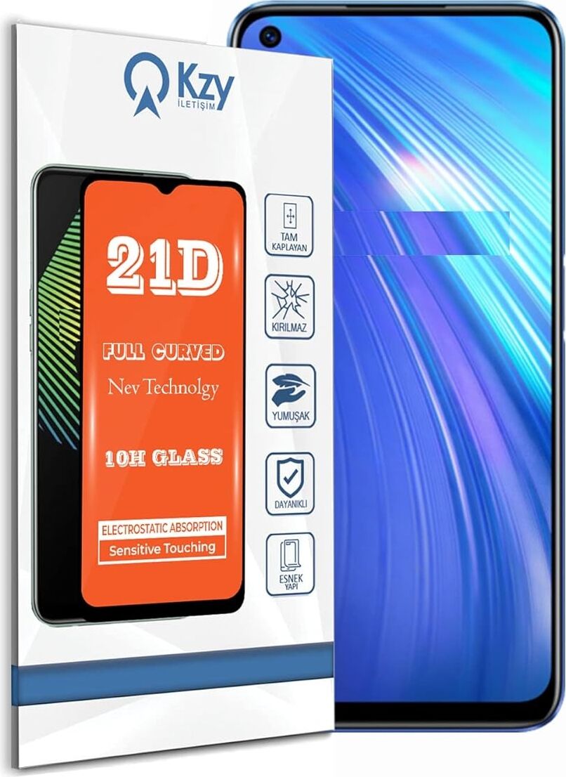 Realme 6 ile Uyumlu Tam Kaplayan 21D Temperli Ekran Koruyucu Cam