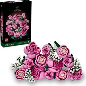Pembe Gül Buketi 10374 - Yetişkinler Için Tomurcuk ve Açmış Olarak 12 Pembe Gül ile 4 Bahar Yıldızı Çiçeği Içeren Sevgililer Günü'ne Özel Dekoratif Model Yapım Seti (789 Parça)