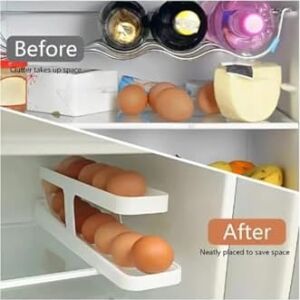 2 Katlı Otomatik Buzdolabı Yumurta Standı Yumurtalık Rafı Saklama Kabı Buzdolabı Organizer