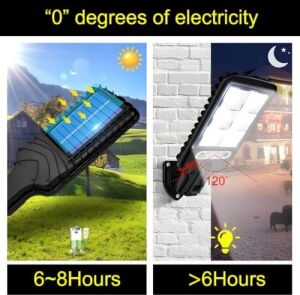 Jouis Solar Güneş Enerjili Sokak Lambası 72 LED - IP65 Su Geçirmez Uzaktan Kumandalı ve Hareket Sensörlü Cob LED Dış Mekan Duvar Aydınlatması, Bahçe, Otopark ve Avlu Projektörü
