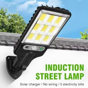 Jouis Solar Güneş Enerjili Sokak Lambası 72 LED - IP65 Su Geçirmez Uzaktan Kumandalı ve Hareket Sensörlü Cob LED Dış Mekan Duvar Aydınlatması, Bahçe, Otopark ve Avlu Projektörü