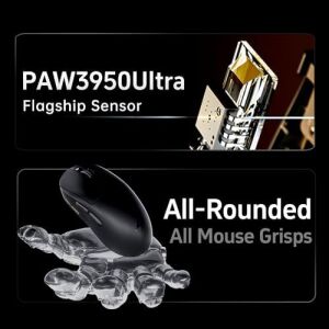 Atk Dragonfly A9 Serisi Kablosuz Oyun Faresi, Hafif 53-57 G, PAW3950 Ultra / PAW3395 Sensör, 42000 Dpı'ya Kadar, 8k Yoklama, Buz Hissi Kaplama, Üç Modlu Bağlantı (A9, Beyaz)
