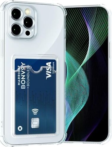 For ile Uyumlu Şeffaf Clear Kartlıklı Darbe Emici Anti-Shock Darbeye Dayanıklı Wallet Case Kılıf ( A15)