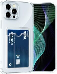 For ile Uyumlu Şeffaf Clear Kartlıklı Darbe Emici Anti-Shock Darbeye Dayanıklı Wallet Case Kılıf ( A15)