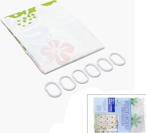 Pvc Duş Perdesi - Çift Kanatlı - 12 Halkalı - 90X180 cm