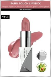 Uzun Süre Kalıcı Nemlendirici Pürüzsüz Etkili Yarı Mat Ruj Satin Lipstick 809 Roasted Pink