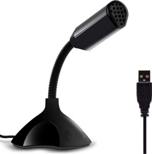 Masaüstü, Laptop ve Notebook Bilgisayarlar Için Tak Çalıştır USB Girişli 13CM Masaüstü Mini Mikrofon Siyah - M308