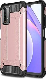 Xiaomi Redmi 9t ile Uyumlu Çift Katman Koruyucu Crash Military Tank Kılıf - Rose Gold