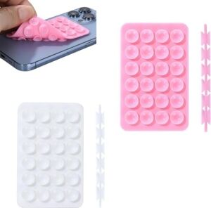 Vakumlu Silikon Telefon Tutucu, Telefon Vantuz, Telefon Ayna Tutucu, Duş, Tiktik Video Çekim Tutucu (Toz Pembe, Çift Taraflı Vakum)