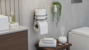 Yapışkanlı Tuvalet Kağıtlığı Tutacağı Askısı Mat Siyah Metal Tuvalet Kağıtlık Yuvarlak Model
