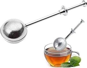 Paslanmaz Çelik Elek ve Çay Süzgeci – Basmalı Mandallı 304 Çelik Un, Kakao, Pudra Şekeri Eleği ve Bitki Çayı Demleme Maşası, Çok Amaçlı Mutfak Süzgeci