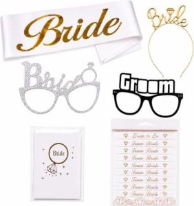 28 Parça Altın Beyaz Bekarlığa Veda Parti Aksesuar Seti (Bride To Be Seti)