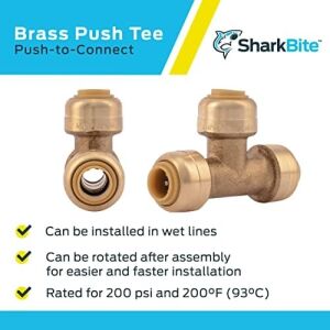 Sharkbite 1/4 Inç (3/8 Inç Od) Tee, Pirinç Tesisat Bağlantısı Bağlantısı Için Itin, Pex Boru, Bakır, Cpvc, Pe-Rt, Hdpe, U358LFA