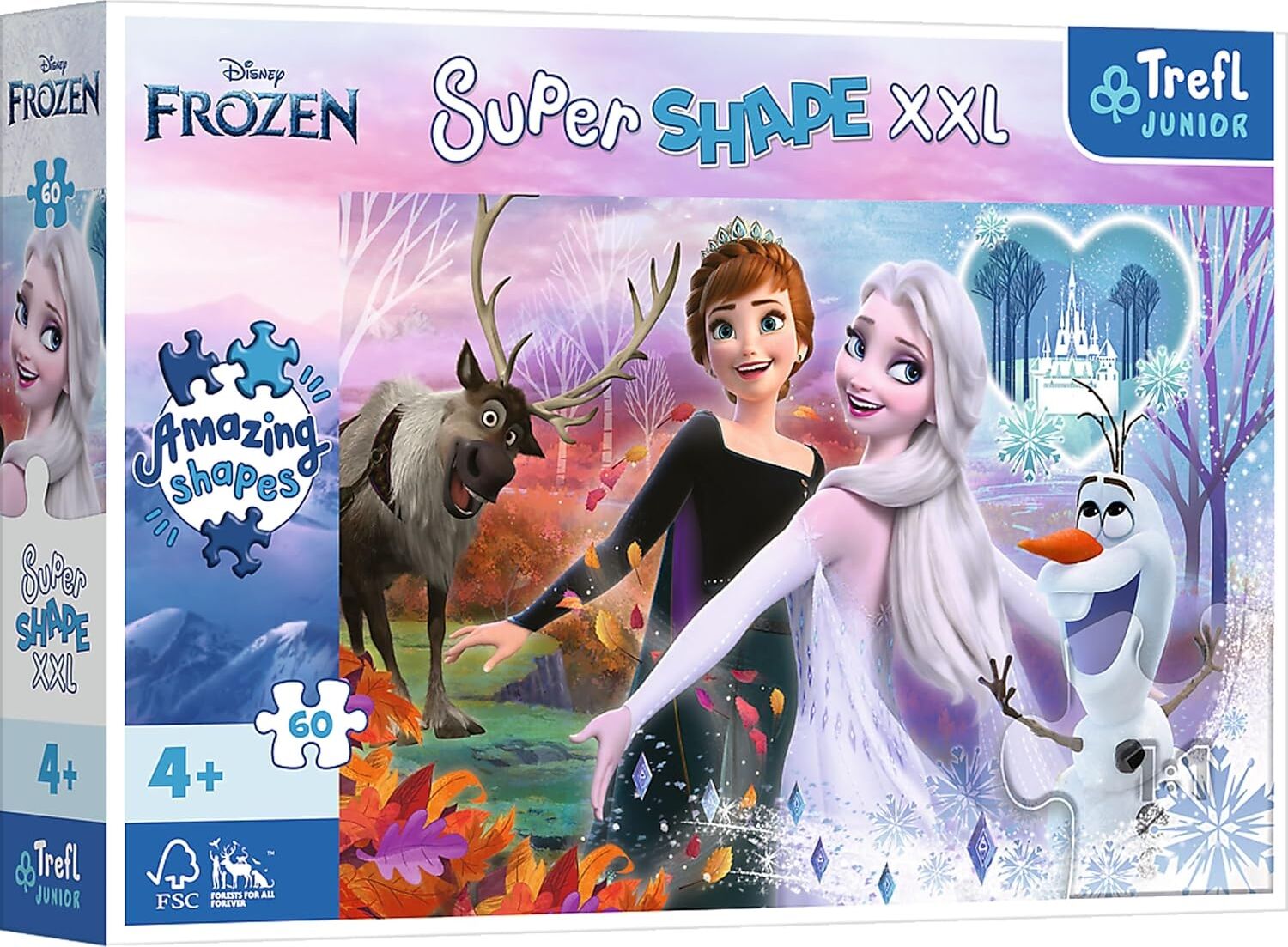 50010 60 Xxl Super Shape Çılgın Şekil Yapbozlar, Büyük Parçalar, Renkli Yapbozlar, Masal Karakterleri, 4 Yaşından Büyük Çocuklar Için Eğlence, Frozen, Dans Eden Kız Kardeşler