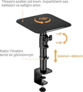 Ayarlanabilir Masaüstü Hoparlör Standı | 2 Adet Set | 15KG Taşıma Kapasiteli