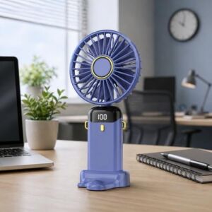 Dijital Göstergeli Mini Vantilatör, Şarjlı Masaüstü Vantilatör, Taşınabilir 12000 Rpm El Fanı, Ergonoik Tasarım, Kademeli ve Sessiz Çalışma, Soğutucu Mini El Fanı, El Tipi ve Masaüstü Kullanım