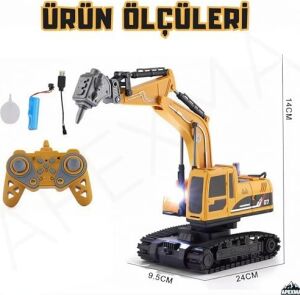Oyuncak 2.4ghz Uzaktan Kumandalı Şarjlı Işıklı Buhar Atan Paletli Hareketli Kepçeli Rc Ekskavatör