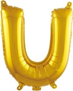 U Harfi 16 Inç Gold Renk Folyo Balon 36 cm (Altın)