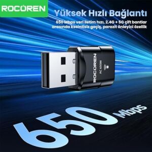 650 Mbps 2.4 & 5ghz Dual Band USB Wifi Adaptör