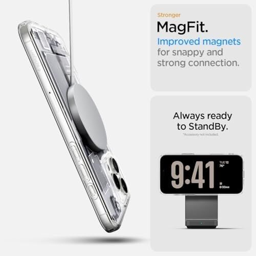 16 Pro ile Uyumlu Ince Magsafe Kılıf Ultra Hybrid Sararmaya Dayanıklı Duraclear™ Hava Kanalı Teknolojisi™ Askeri Sınıf Koruma Magfit Zero One Tasarım Kapak - ACS08136