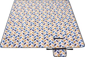 Piknik Örtüsü GCM87CU, 200 x 200 cm Büyük Plaj Örtüsü, Kamp Örtüsü, Su Geçirmez Alt Yüzey, Makinede Yıkanabilir, Katlanabilir, Bahçe, Park, Plaj, Kamp Için, Renkli Yapraklar