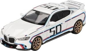 Mını Gt 3.0 Csl # 50 Beyaz Mavi ve Kırmızı Çizgili ve Altın Tekerlekler Limited Edition 1/64 Diecast Model Araba MGT00863