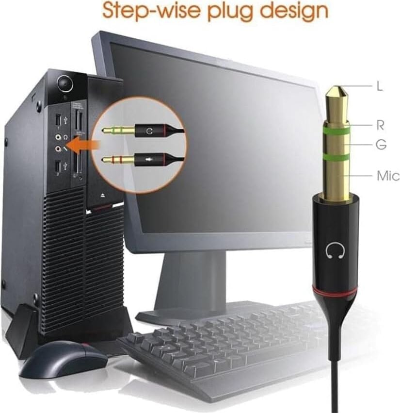 Tek Girişli Kulaklığı Bilgisayara Bağlama, Kulaklık ve Mikrofon Ayırıcı, 1 Dişi 2 Ekek 3.5mm Jak Mikrofonlu Kulaklık Ayırıcı, Çevirici Aux 3.5mm Stereo Dişi x 2 Stereo Erkek Kulaklık Ayırıcı