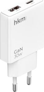 Extra Slım Gan 30W Usb-A ve Type-C Çift Portlu Hızlı Şarj Aleti, Ultra Ince Güç Adaptörü, Beyaz