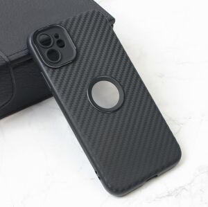 iPhone 11 ile Uyumlu Siyah Carbon Görünümü Veren Fit Ince Yapılı Kamera Korumalı Kampanya Fiyatlı Silikon Kılıf