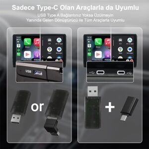 Dark Mini Pro Duo 2in1 Araç Kiti Wireless/kablosuz Carplay ve Android Auto Adaptörü